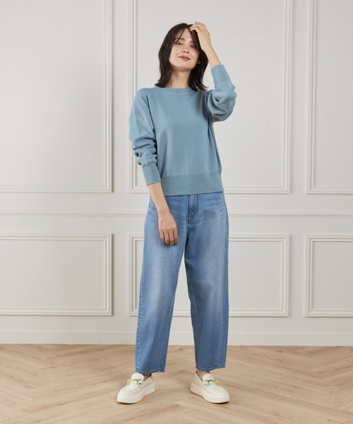 I.T.'S international（イッツインターナショナル）の「クルーネックニットプルオーバー《Melty air organic coton》（ニット/セーター・レディース・ネイビー/モカ/グレー/ブルーグレー・フリー）」の17枚目の写真