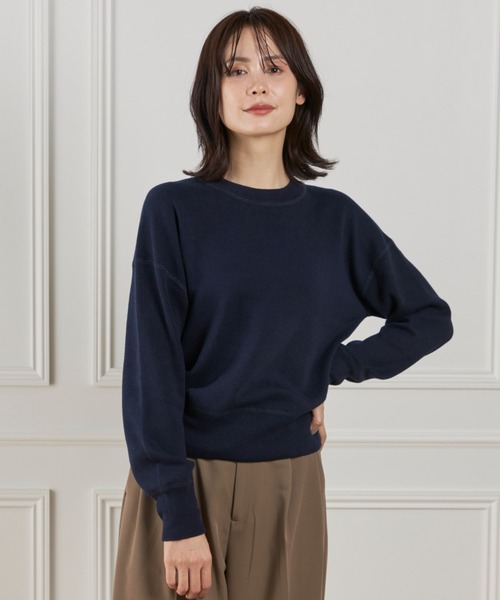 I.T.'S international（イッツインターナショナル）の「クルーネックニットプルオーバー《Melty air organic coton》（ニット/セーター・レディース・ネイビー/モカ/グレー/ブルーグレー・フリー）」の19枚目の写真