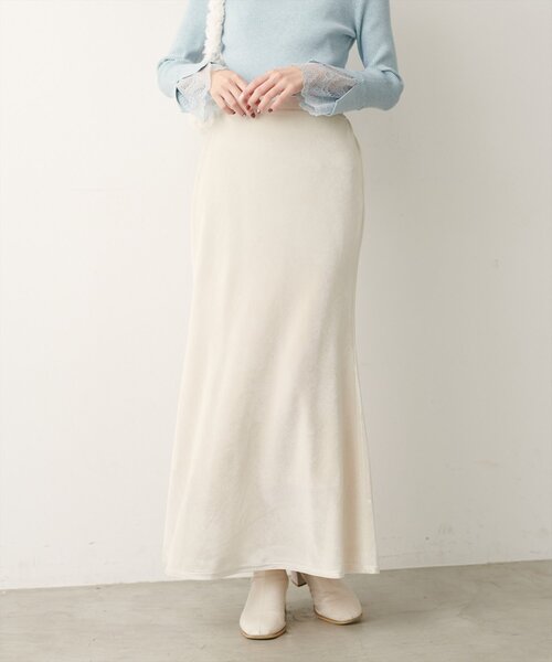 natural couture（ナチュラルクチュール）の「ベロアマーメイドスカート（スカート・レディース・モカ/ピンク/ブラック/オフホワイト・FREE/LARGE）」の22枚目の写真