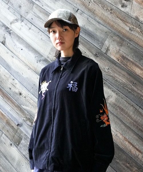 HOUSTON ブラック ベトジャン　別珍 HOUSTON / ヒューストン 51382 VELVETEN VIETNAM JACKET (MAP) / 別珍