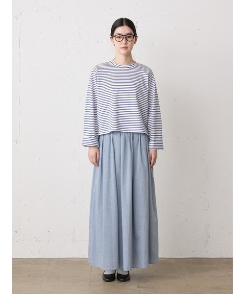 MidiUmi(ミディウミ)の「MidiUmi シャンブレーギャザースカート(スカート・レディース・ブルー・FREE)」の1枚目の写真