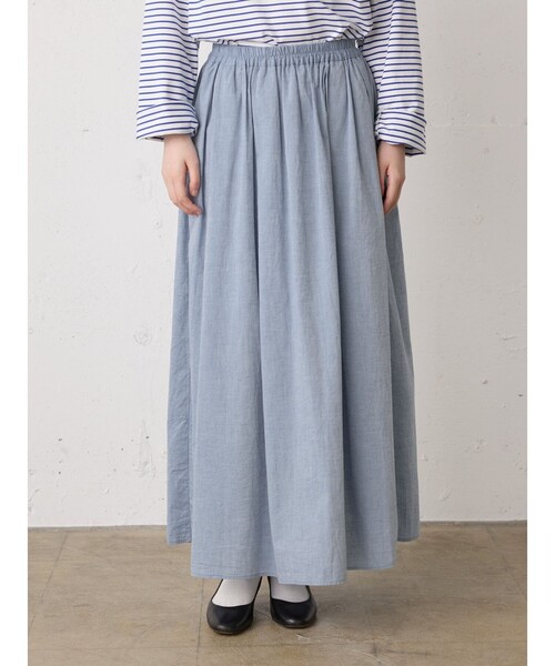 MidiUmi(ミディウミ)の「MidiUmi シャンブレーギャザースカート(スカート・レディース・ブルー・FREE)」の7枚目の写真
