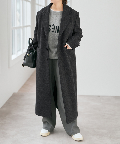 Spick & Span(スピックアンドスパン)の「3Bロングチェスターコート(チェスターコート・レディース・アイボリー/チャコールグレー・36/38)」の5枚目の写真