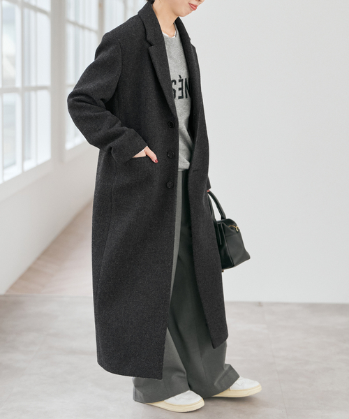 Spick & Span(スピックアンドスパン)の「3Bロングチェスターコート(チェスターコート・レディース・アイボリー/チャコールグレー・36/38)」の6枚目の写真