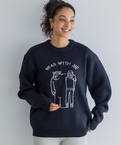 セール】【WEB限定セール】Wジャカード編みイラストニットトップス