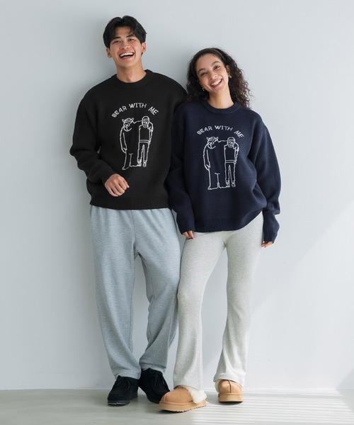 coca（coca）（コカ）の「Wジャカード編みイラストニットトップス（ニット/セーター・メンズ・ブラック/ダークブルー・M/L/XL）」の7枚目の写真