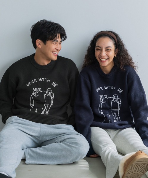 coca（coca）（コカ）の「Wジャカード編みイラストニットトップス（ニット/セーター・メンズ・ブラック/ダークブルー・M/L/XL）」の8枚目の写真