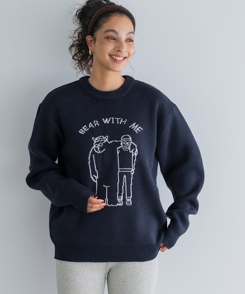 coca（coca）（コカ）の「Wジャカード編みイラストニットトップス（ニット/セーター・メンズ・ブラック/ダークブルー・M/L/XL）」の10枚目の写真