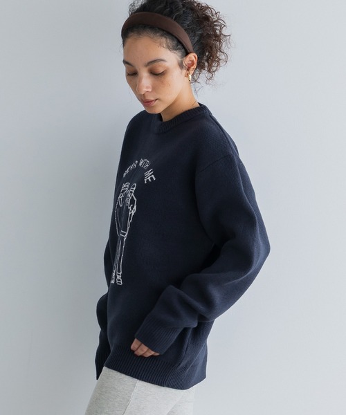 coca（coca）（コカ）の「Wジャカード編みイラストニットトップス（ニット/セーター・メンズ・ブラック/ダークブルー・M/L/XL）」の12枚目の写真