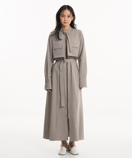 UNITED TOKYO（ユナイテッドトウキョウ）の「【一部店舗限定カラーあり！】ポケットベストSETジッパーワンピース｜2way/オケージョン/ウォッシャブル/抗ピリング/制電/UVカット/吸湿性/速乾性/ストレッチ/春服（ワンピース・レディース・グレー/ブラウン/ライトグレー/ベージュ・1/2）」の4枚目の写真