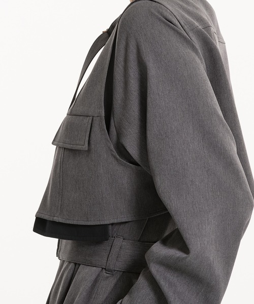 UNITED TOKYO（ユナイテッドトウキョウ）の「【一部店舗限定カラーあり！】ポケットベストSETジッパーワンピース｜2way/オケージョン/ウォッシャブル/抗ピリング/制電/UVカット/吸湿性/速乾性/ストレッチ/春服（ワンピース・レディース・グレー/ブラウン/ライトグレー/ベージュ・1/2）」の7枚目の写真