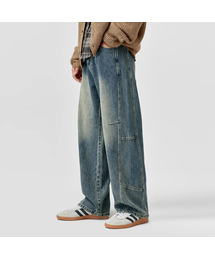 AGOD（エージーオーディー）の「カーブドウォッシング切り替えワイドデニムパンツ[サンドブルー]（デニムパンツ）」