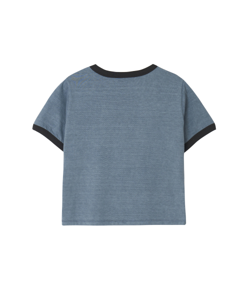 1993STUDIO(1993スタジオ)の「レタリングリングクロップTシャツ_ヴィンテージブルー(Tシャツ/カットソー・レディース・その他・FREE)」の4枚目の写真