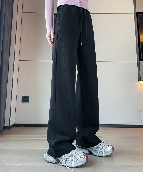 HANDO(ハンド)の「センターラインスウェットワイドパンツ/美脚リラックスジャージーパンツ(スウェットパンツ・レディース・ネイビー/チャコール/カーキ/ワイン/アイボリー/ブラック/グレー・S/M/L/XL/XXL)」の20枚目の写真