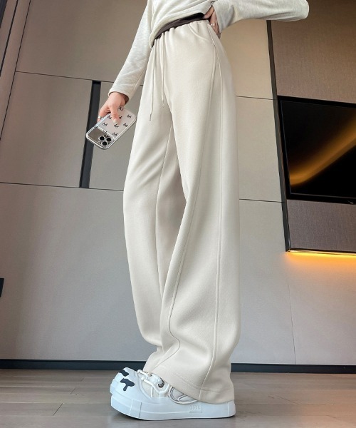 セール】センターラインスウェットワイドパンツ／美脚リラックス