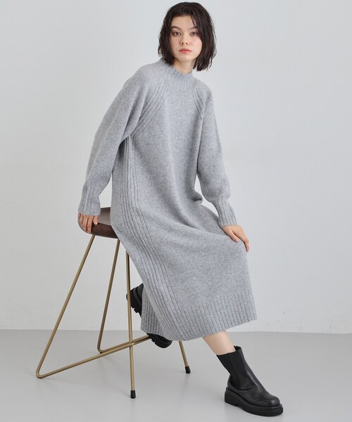 THE SHOP TK (ザ ショップ ティーケー )の「ウール混杢調ハイネックワンピース(ワンピース・レディース・ライトグレー/ダークブラウン/ボルドー・12/13)」の1枚目の写真