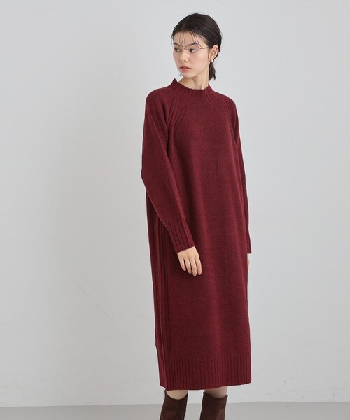 THE SHOP TK (ザ ショップ ティーケー )の「ウール混杢調ハイネックワンピース(ワンピース・レディース・ライトグレー/ダークブラウン/ボルドー・12/13)」の4枚目の写真