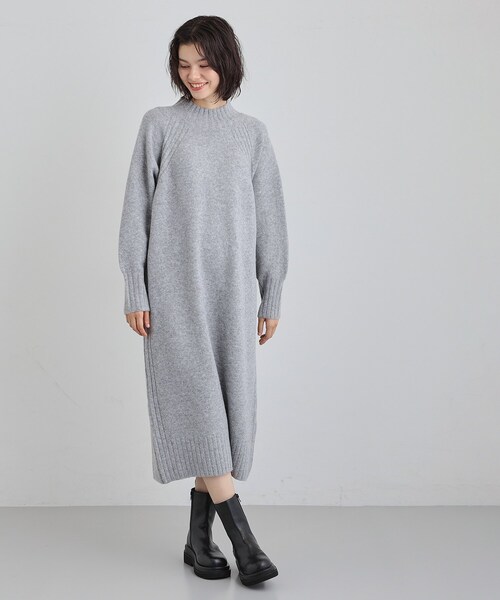 THE SHOP TK (ザ ショップ ティーケー )の「ウール混杢調ハイネックワンピース(ワンピース・レディース・ライトグレー/ダークブラウン/ボルドー・12/13)」の5枚目の写真