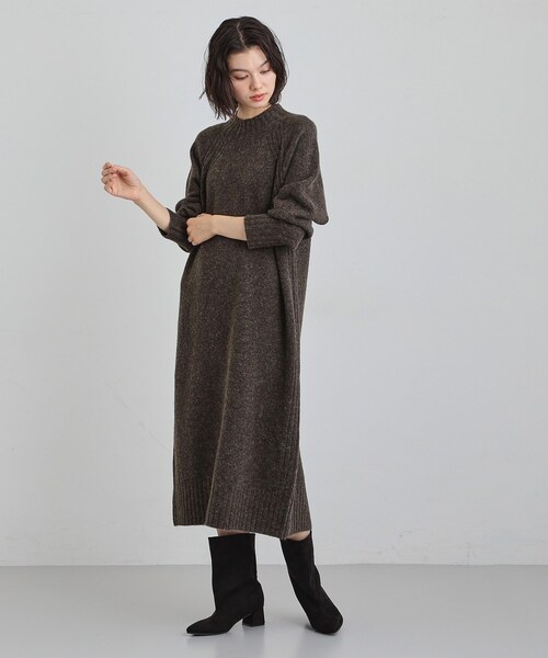 THE SHOP TK (ザ ショップ ティーケー )の「ウール混杢調ハイネックワンピース(ワンピース・レディース・ライトグレー/ダークブラウン/ボルドー・12/13)」の9枚目の写真