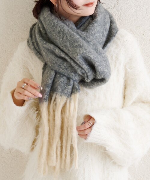 mystic（ミスティック）の「カラーフリンジストール（ストール/ショール・レディース・グレー/ブラウン/ピンク・ONE SIZE）」の7枚目の写真