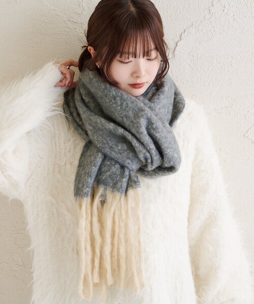 mystic（ミスティック）の「カラーフリンジストール（ストール/ショール・レディース・グレー/ブラウン/ピンク・ONE SIZE）」の8枚目の写真