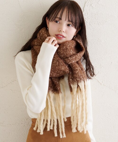 mystic（ミスティック）の「カラーフリンジストール（ストール/ショール・レディース・グレー/ブラウン/ピンク・ONE SIZE）」の15枚目の写真