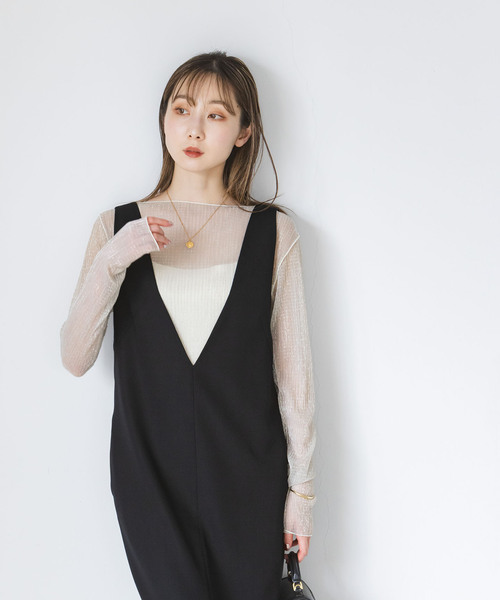 Noble（ノーブル）の「《WEB限定追加2》ストレートVネックワンピース（ワンピース・レディース・ブラウン/ブラック・38/36）」の8枚目の写真