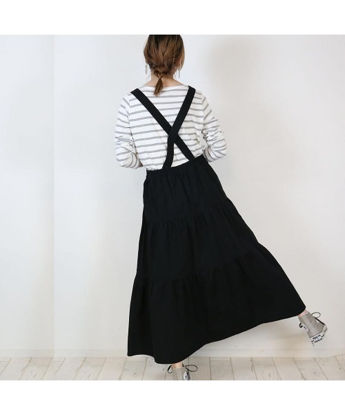 aity(アイティ)の「2wayサロペットティアードマキシスカート(ジャンパースカート・レディース・ブラック/カーキ/ベージュ・M/L/LL/3L/4L)」の18枚目の写真