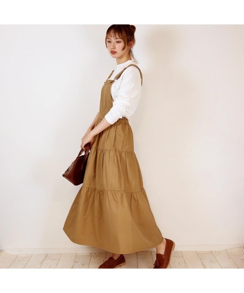aity(アイティ)の「2wayサロペットティアードマキシスカート(ジャンパースカート・レディース・ブラック/カーキ/ベージュ・M/L/LL/3L/4L)」の21枚目の写真