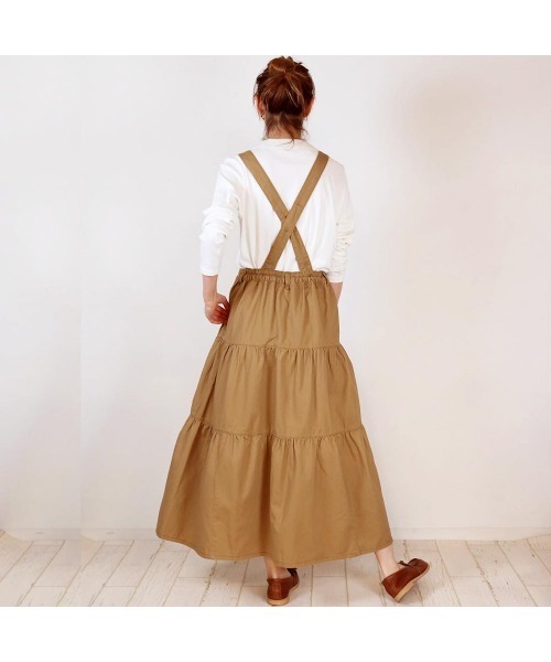 aity(アイティ)の「2wayサロペットティアードマキシスカート(ジャンパースカート・レディース・ブラック/カーキ/ベージュ・M/L/LL/3L/4L)」の11枚目の写真