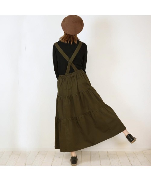 aity(アイティ)の「2wayサロペットティアードマキシスカート(ジャンパースカート・レディース・ブラック/カーキ/ベージュ・M/L/LL/3L/4L)」の16枚目の写真