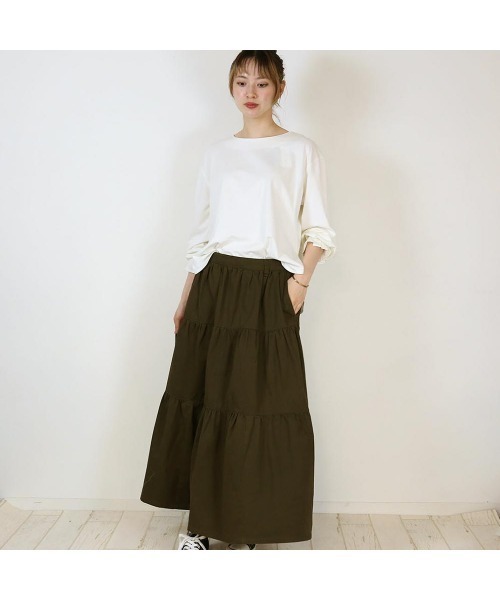 aity(アイティ)の「2wayサロペットティアードマキシスカート(ジャンパースカート・レディース・ブラック/カーキ/ベージュ・M/L/LL/3L/4L)」の9枚目の写真