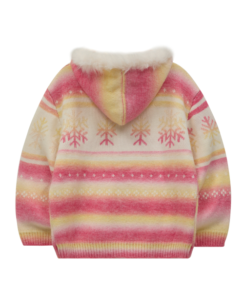 WaiKei（ワイケイ）の「スノーグラデーションファーフードニットジップアップピンク（ニット/セーター・レディース・その他・1/2）」の7枚目の写真