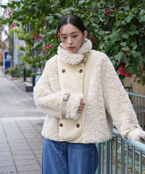 mili an deni(ミリアンデニ)の「スウェード×ボアジャケット(ムートンコート・レディース・ブラウン/ベージュ・M)」の3枚目の写真