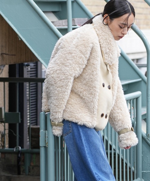 mili an deni(ミリアンデニ)の「スウェード×ボアジャケット(ムートンコート・レディース・ブラウン/ベージュ・M)」の20枚目の写真