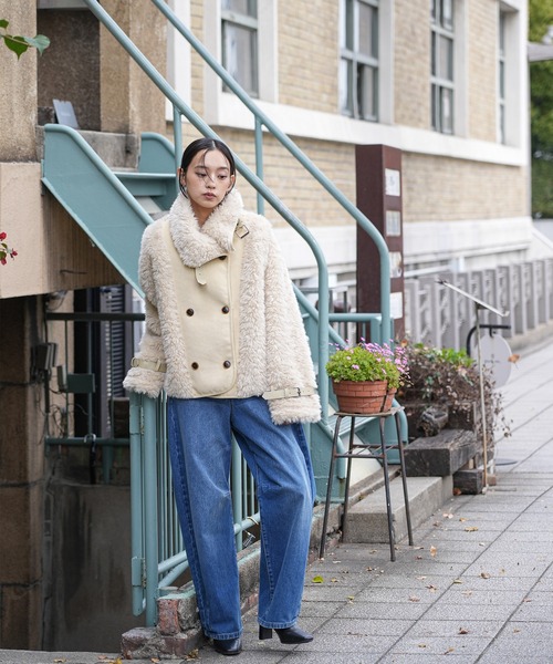 mili an deni(ミリアンデニ)の「スウェード×ボアジャケット(ムートンコート・レディース・ブラウン/ベージュ・M)」の19枚目の写真