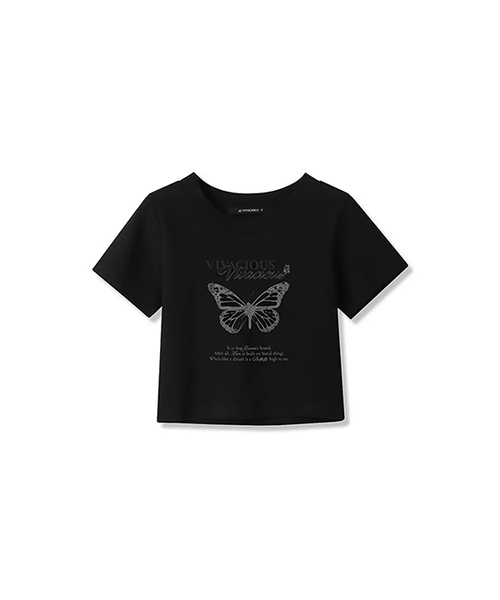 Vivacious(ビバシャス)の「History Crop T-shirt - 3COL(Tシャツ/カットソー・レディース・ブラック/ホワイト/チャコール・MEDIUM/SMALL)」の1枚目の写真