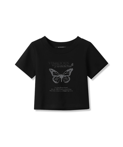 Vivacious(ビバシャス)の「History Crop T-shirt - 3COL(Tシャツ/カットソー・レディース・ブラック/ホワイト/チャコール・MEDIUM/SMALL)」の4枚目の写真