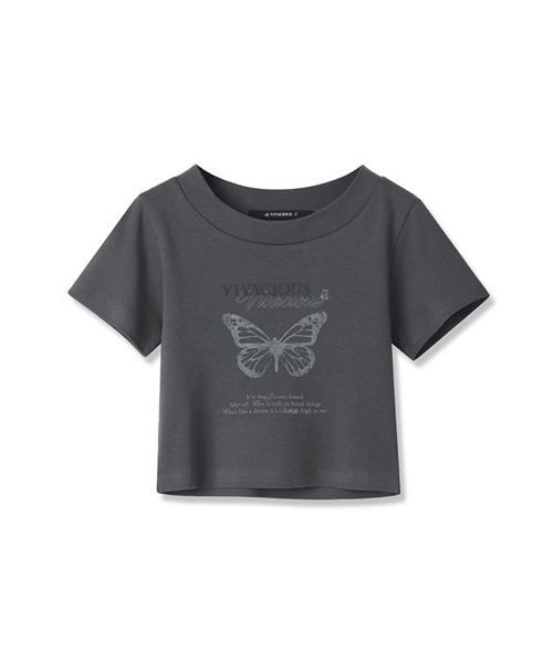 Vivacious(ビバシャス)の「History Crop T-shirt - 3COL(Tシャツ/カットソー・レディース・ブラック/ホワイト/チャコール・MEDIUM/SMALL)」の5枚目の写真