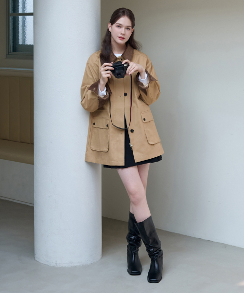 DRAWFIT WOMEN（ドローフィットウーマン）の「コットンハーフワークジャケット [ベージュ]（ミリタリージャケット・レディース・その他・SMALL/MEDIUM）」の8枚目の写真