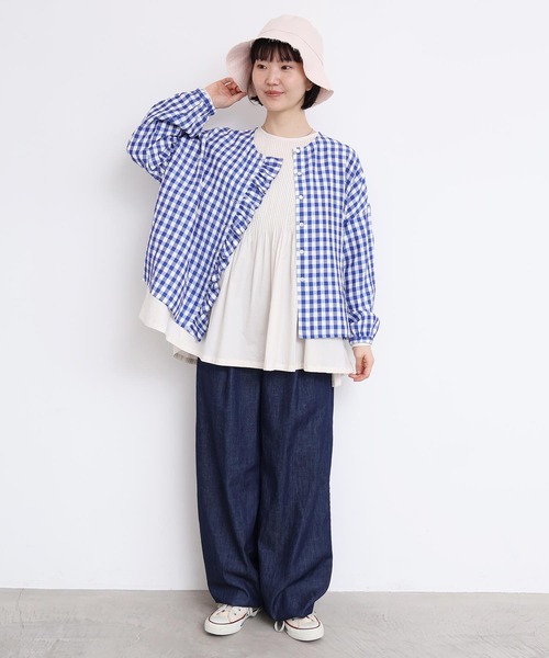 l'atelier du savon（アトリエドサボン）の「スウェットみたいな裾ゴムデニムパンツ（デニムパンツ・レディース・ネイビー・FREE）」の9枚目の写真