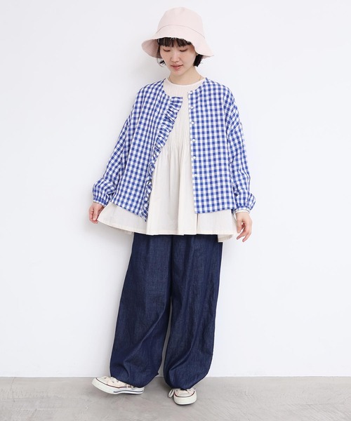 l'atelier du savon（アトリエドサボン）の「スウェットみたいな裾ゴムデニムパンツ（デニムパンツ・レディース・ネイビー・FREE）」の10枚目の写真