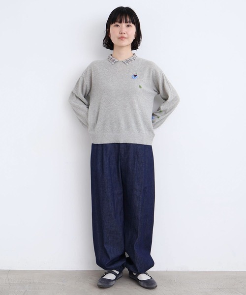 l'atelier du savon（アトリエドサボン）の「スウェットみたいな裾ゴムデニムパンツ（デニムパンツ・レディース・ネイビー・FREE）」の21枚目の写真