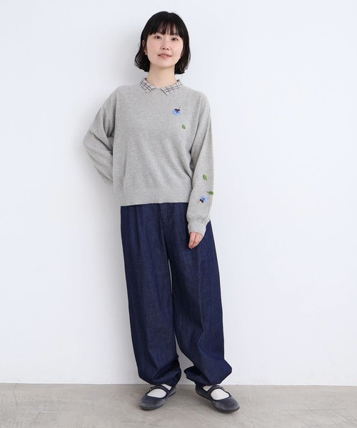 l'atelier du savon（アトリエドサボン）の「スウェットみたいな裾ゴムデニムパンツ（デニムパンツ・レディース・ネイビー・FREE）」の22枚目の写真