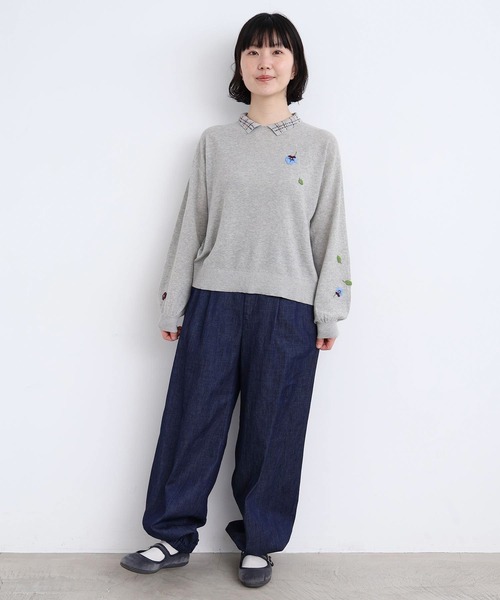 l'atelier du savon(アトリエドサボン)の「●スウェットみたいな裾ゴムデニムパンツ(デニムパンツ・レディース・ネイビー・FREE)」の22枚目の写真