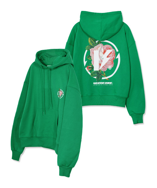 VERSE ONE(バースワン)の「FLOWER SYMBOL LOGO PULLOVER HOODIE GREEN(パーカー・レディース・その他・LARGE/MEDIUM/SMALL)」の1枚目の写真