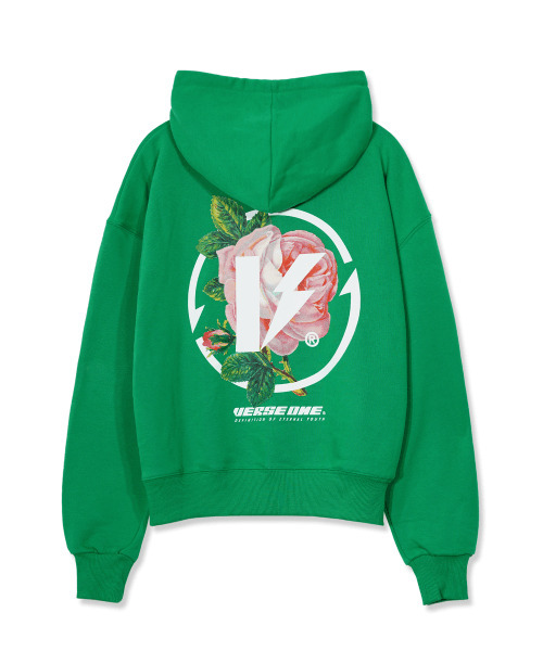VERSE ONE(バースワン)の「FLOWER SYMBOL LOGO PULLOVER HOODIE GREEN(パーカー・レディース・その他・LARGE/MEDIUM/SMALL)」の2枚目の写真