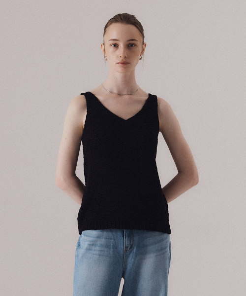 SILN(シルン)の「Refined v-neck straw knit sleeveless (BLACK)(ニット/セーター・レディース・その他・FREE)」の5枚目の写真