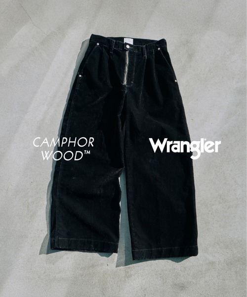 Wrangler × CamphorWood 】 front zip flocky 2tuck wide baggy flare