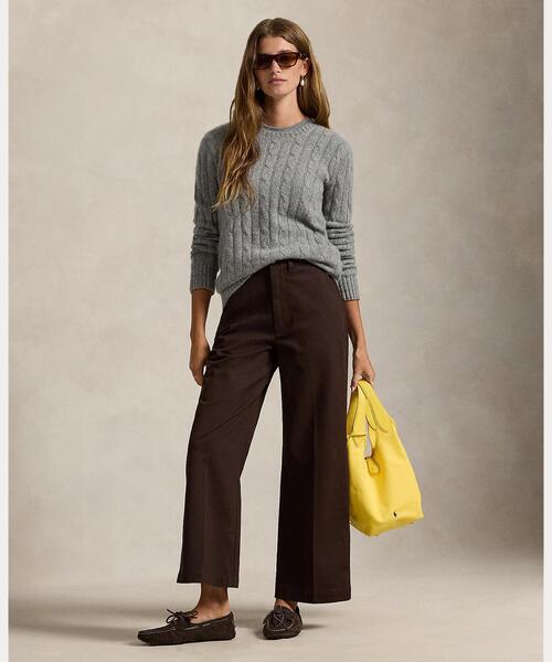 POLO RALPH LAUREN(ポロ ラルフ ローレン)の「ワイドレッグ チノ パンツ(チノパンツ・レディース・ブラウン・0/00/10/2/4/6/8)」の1枚目の写真